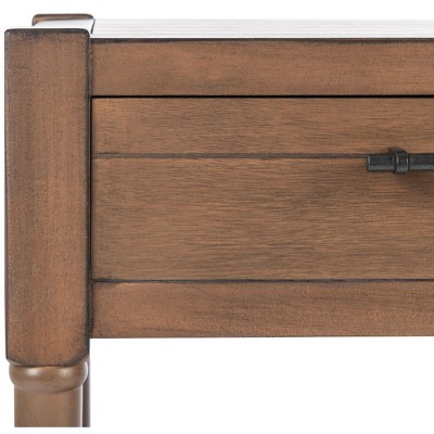 Filbert Brown Wood and Metal Console Table with Storage