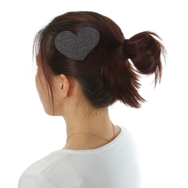 Unique Bargains Women's Hair Fixed Heart Shape Magic Paste Black 2 Pcs, 2 of 8
