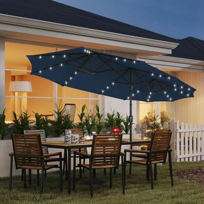 ELECWISH 13ft Outdoor Patio Umbrella, Double Sided Market Rectangle Umbrella with Crank Handle,Large Sun Shade for Outside Deck,Backyard,Garden