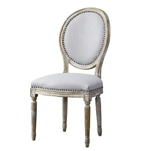 Clairette Wood Traditional French Accent Chair Beige - Baxton Studio: Birch Frame, Linen Upholstery, Nail-Head Trim - 1 of 4