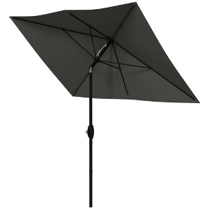 Aghana Digitals 6.5'x10' Coffee Patio Umbrella with Crank Lift, Push-Button Tilt - UV50+ - 1 of 4