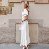 Women's Elegant White Puff Sleeve Lace Details Wedding Guest Maxi Satin Dress - Cupshe - 2 of 4