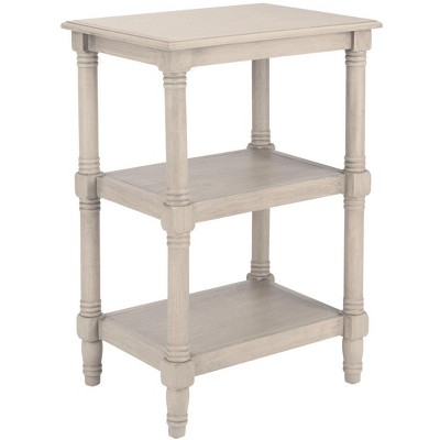 Cassie Greige Wood 3-Shelf Rectangular Accent Table