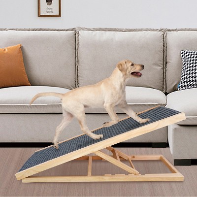 DOMETOUR Dog Ramp, Extra Wide Non-Slip Pet Ramp, Foldable Adjustable Ramp for Small Dogs, 16'' Wide, Supports up to 80lbs, Christmas Gift