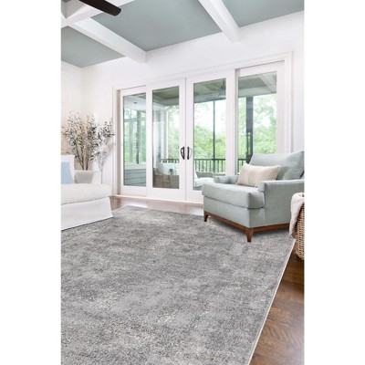 Portland Collection 4'x6' Geometric Gray Synthetic Area Rug
