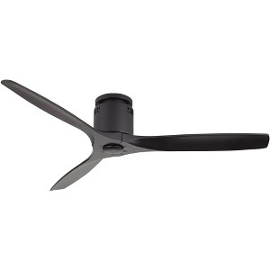 52" Casa Vieja Modern 3 Blade Hugger Ceiling Fan with Remote Matte Black for Living Room Kitchen House Bedroom Family Dining Home - 1 of 4