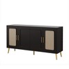 Retro 4-Door Cabinet with Plastic Rattan, Stylish Storage for Living, Dining, or Bedroom - 3 of 4