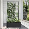 PexFix 71" x 35.4" Tall Wrought Iron Garden Trellis with Planter Box Black Outdoor Plant Support for Climbing Flowers Vines Patio Yard Decor - 2 of 4