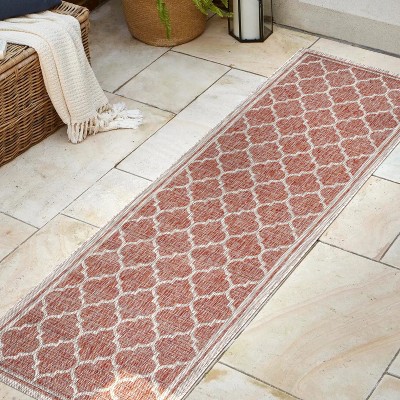 Moroccan Trellis Red/Beige Indoor/Outdoor Flatweave Rug