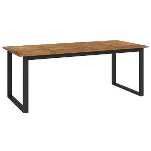 vidaXL Garden Table Acacia Wood Brown, Powder-Coated Black - 1 of 4