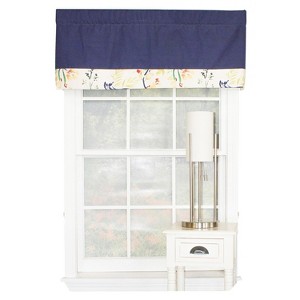 RLF Home Tail Feather Banded 100% Cotton with Fully Lined 3" Rod Pocket Valnance for Windows 50" x 15" Navy - 1 of 4