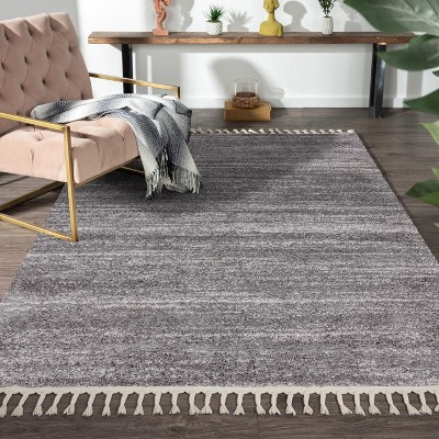 Luxe Weavers Shagg Unicolor Area Rug With Fringe