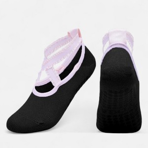 Anna-Kaci Women's 2-Pack Ballet Style Grip Socks with Crisscross Elastic Straps and Non-Slip Soles for Yoga or Pilates - 1 of 1