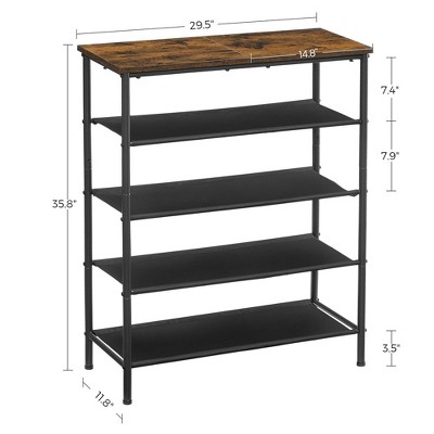 Cream 5-Tier Fabric and Metal Shoe Rack