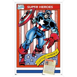 Trends International Marvel Trading Cards - Captain America Framed Wall Poster Prints - 1 of 4