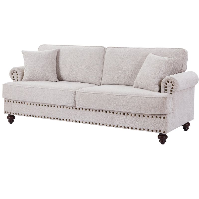 Upholstered 3 Seat/Loveseat/1 Seat Sofa Couches with Nailhead Accents, Scrolled Armrests, and Turned Legs-ModernLuxe, 4 of 8