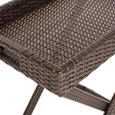 Bardia Brown Rattan Rectangular Folding Tray Table