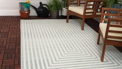 Beige Geometric 5' x 8' Synthetic Outdoor Area Rug