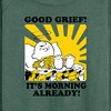 Women's - Peanuts - Its Morning Already Lightweight French Terry Wide Neck Long Sleeve Shirt - 2 of 4