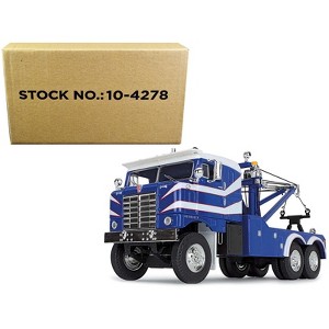 1953 Kenworth Bullnose Heavy-Duty Holmes Wrecker Tow Truck Rich Blue and White 1/34 Diecast Model by First Gear - 1 of 3