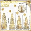 6 Pcs Mercury Glass Christmas Tree for Tabletop Light up Figurine Christmas Tree Mercury Cracked Glass Globe w/Light for Xmas Centerpiece Mantel Gift - 4 of 4