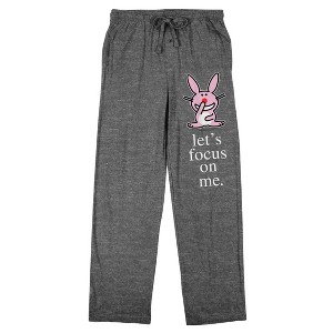 It's Happy Bunny "Let's Focus On Me" Men's Heather Gray Sleep Pajama Pants - 1 of 3