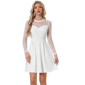 Allegra K Women's Heart Mesh Sheer Long Sleeve Gothic Cocktail Skater Party Dress - 1 of 4