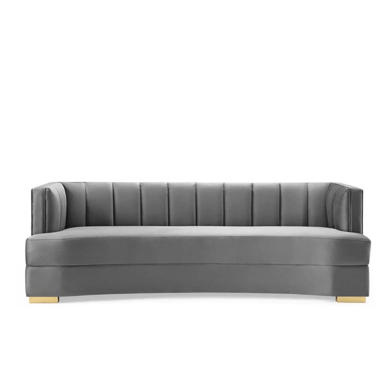 Encompass Channel Tufted Performance Velvet Curved Sofa Gray - Modway, 6 of 10