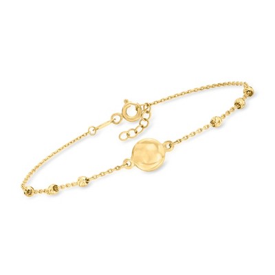 Ross-Simons 10kt Yellow Gold Circle Charm Bead Station Bracelet
