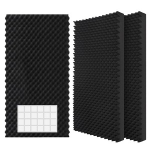 4 Pack Acoustic Panels, 48x24x2 Inch Sound Proof Foam for Wall, Noise Reducing Dampening Padding for Studio, Office, Bedroom - 1 of 4