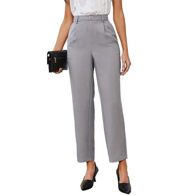 Womens Dress Pants Reverse Pleated Pants Tapered Leg High Waist Suits Pants Business Office Pants