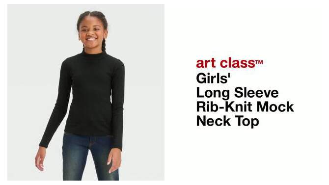 Girls' Long Sleeve Rib-Knit Mock Neck Top - art class™, 2 of 5, play video