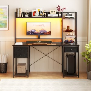 Aheaplus Computer Desk with Outlet & Hutch - 1 of 4