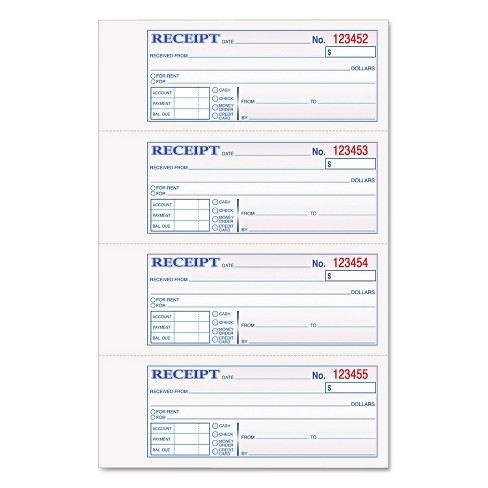 Tops Money And Rent Receipt Books 2-3/4 X 7 1/8 Two-part Carbonless 200 ...