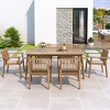 7 Piece Acacia Wood Outdoor Dining Set, 70'' Rectangular Patio Dining Table and 6 Chairs with Cushions, Wooden Garden Dining Set-Coolbibila - 2 of 4