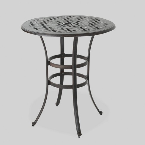 Alfresco Round Cast Aluminum Patio Bar Table Bronze