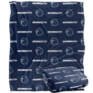 Monmouth University Logo Pattern Silky 50x60 Blanket, 1 Sided - 1 of 4