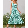 Womens Floral Sundress A-Line Sleeveless Highwaist Maxi Dress Flowy Faux Wrap Maxi Dress with Flounce Hem - 4 of 4