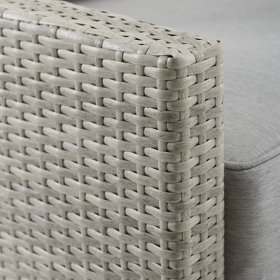 Gray Wicker and Steel Three-Seat Outdoor Sofa