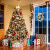 24 Inch Pre-Lit Christmas Wreath, Battery Operated Xmas Wreath, with Pine Cones, Silver White Balls, Bow for Front Door Fireplace Outdoor - 2 of 4