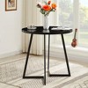 VECELO Round Dining Table Modern Wood Grain Accent Table Coffee Table with Steel Legs Small Space End Table - 2 of 4