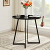 VECELO 31.5" Round Dining Table Modern Wood Grain Accent Table Coffee Table with Steel Legs Small Space End Table - image 2 of 4