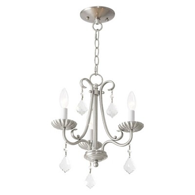 Elegant Brushed Nickel Mini Chandelier with Crystal Accents