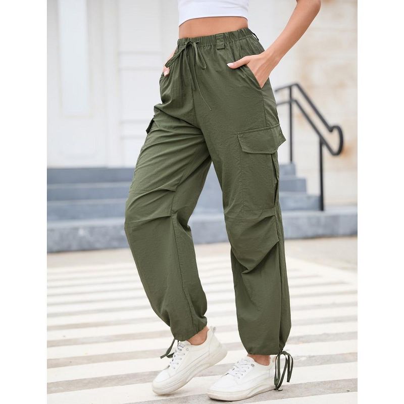 Whizmax Cargo Jogger Parachute Pants For Women Casual Baggy Low  Waist Drawstring Light Y2K Pants, 4 of 7