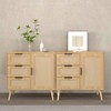 KWPZQEB Rattan Dresser for Bedroom, 3 Drawer Wood Boho Dresser Storage with Door & Adjustable Shelves, Chest of Drawers for Living Room, Hallway - 3 of 4