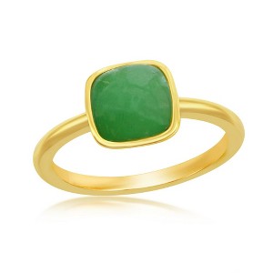 Bella Silver Sterling Silver 8mm Cushion Jade Solitaire Ring  - Available Sizes:  6 ,  8 ,  9 ,  7 ,  5 - 1 of 3
