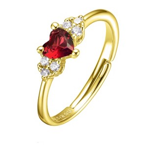 Guili Sterling Silver Promise Ring with Ruby Red or Pink Cubic Zirconia in Heart Cluster Design – Romantic, Elegant. Available in Sizes 6, 7, and 8 - 1 of 2