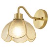 POWLIG 10.67" Gold Vintage Wall Sconce - Floral Design with Snowflake Glass Shade, 1-Light Bathroom or Bedroom Fixture - 3 of 4