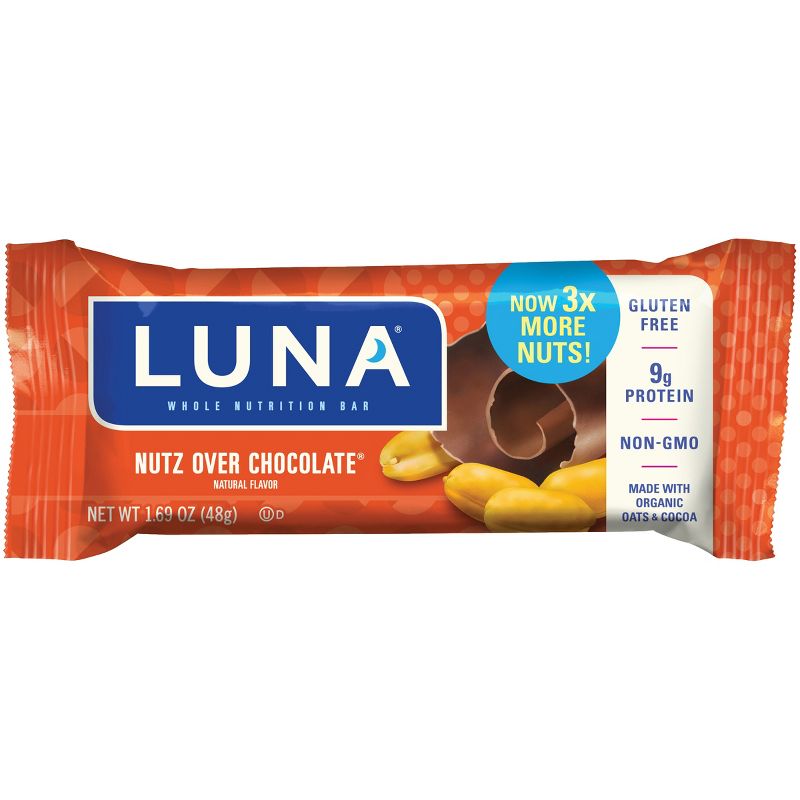 LUNA Nutz Over Chocolate Nutrition Bars - 6ct, 3 of 8