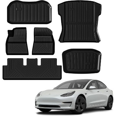 Floor Mats for 2020-2023 Tesla Model 3, TPE All-Weather Custom Floor Liners, Row 1 and Row 2, Set of 6
